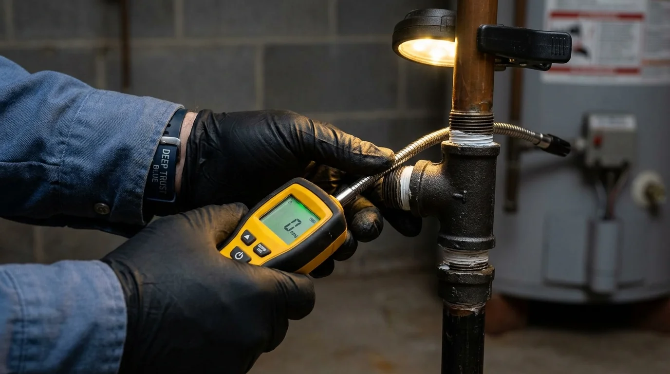 Gas leak detection with electronic sniffer by Johns Plumbing LLC in Driggs