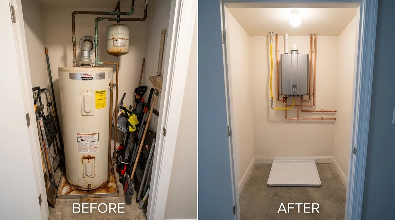 Tank water heater versus wall-mounted tankless unit comparison for Driggs, ID homeowners